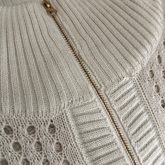 Amazon Crochet Sweater Vest Half Zip Lapel Cap Sleeve Knit Popover Top NWOT - Picture 6 of 7